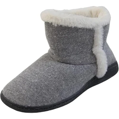 Image of DUNLOP Vera Women&#039;s Faux Fur Trim Slippers, Slipper Boots (Vera Grey, UK Footwear Size System, Adult, Women, Numeric, Medium, 5)