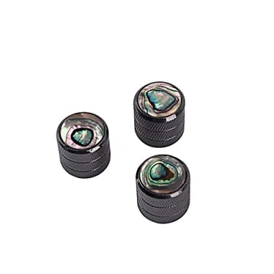 Image of Alnicov Guitar Knobs 6MM Shaft Pots Brass Dome Control with Pearl Abalone for Tele Electric Bass 3Pcs(Black)