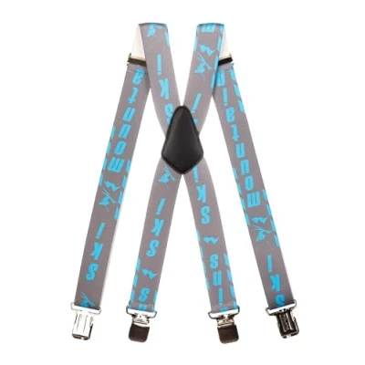 Image of Olata Adjustable Ski Salopette Braces/Suspenders (Grey/Blue) 3cm (5 15 Years). Y Shape