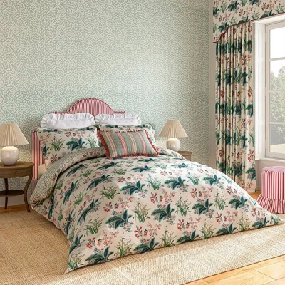 Image of Sanderson Enys Garden Duvet Cover Single Blush &amp; Jade