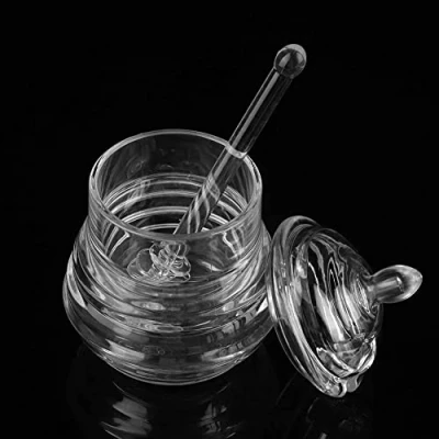 Image of Honey Jars, 245ml Transparent Beehive shaped Pot with Dipper Stick Jars Lids for Storing and Dispensing Syrup Dispenser