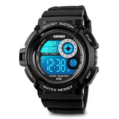 Image of Men&#039;s Digital Sports Watch Electronic LED Waterproof Wrist Military Watches Design Water Resistant Stopwatch 7 Color Backlight White
