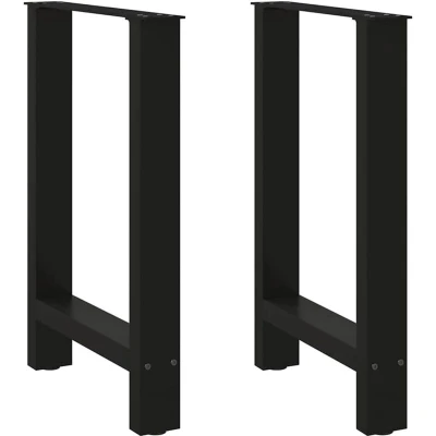 Image of vidaXL Adjustable Black Steel Coffee Table Legs 50x(72 73) cm, Modern Square Design, Includes Screws Versatile for Living Room/Dining Area