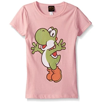 Image of Nintendo Girls&#039; Super Mario Yoshi Icon Graphic Tee Pink S