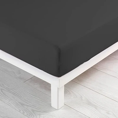 Image of douceur d&#039;intérieur, Jersy Double Fitted Sheet 160 x 200 cm 100% Cotton Anthracite