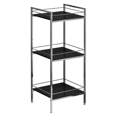 Image of Premier Housewares 3 Tier Shelf Unit with Chrome Frame, 84 x 34 30 cm Black