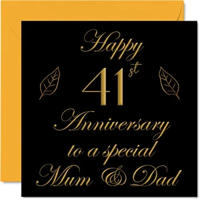 Image of Special 41st Anniversary Card for Dad Mum Parents &amp; Happy 41 Wedding Cards from Son Daughter Family, 145mm x Greeting Forty First Anniversaries