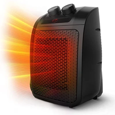 Image of KEPLIN Ceramic Electric Fan Heater Black I 2000W Low Energy Consumption Space 2 Heat Modes, Tip Over &amp; Overheating Protection, Adjustable Thermostat Mini Portable for Home Office