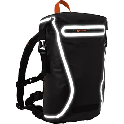 Image of Oxford Aqua EVO 22 Backpack Super Lightweight Litre Roll Top Waterproof Rucksack With Reflective Details For High Visibility (Black/Orange)