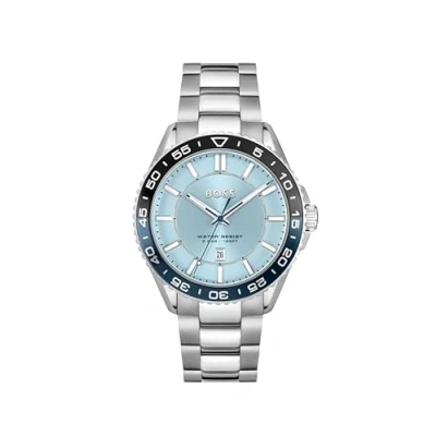 Image of BOSS Runner Watch Light blue/silvercoloured, Men&#039;s, Size: One Size, blue/silver coloured