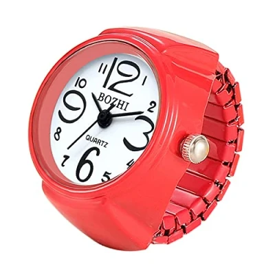 Image of JewelryWe Men Women Finger Watch Round Analog Quartz Ring Watches, Adjustable Size