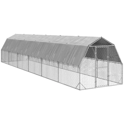 Image of vidaXL Chicken Run with Roof 2.5x12x2.25 m Galvanised Steel