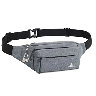 Image of Bumbags Waist Fanny Pack Dog Walking Bum Bag with Adjustable Belt Bumbag for Travel Outdoor Sports Running Hiking Jogging Women Men (Grey)