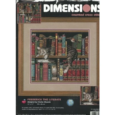Image of Dimensions Frederick The Literate Counted Cross Stitch Kit 12&quot;X11&quot; 14 Count
