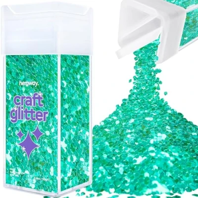 Image of Glitter for Craft Shaker Turquoise Blue Resin Tumblers Cards Christmas Jewellery Candle Super Chunky Nail Face Cosmetic 110g / 3.9oz