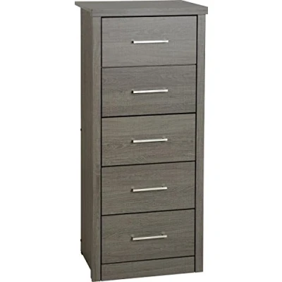 Image of Xpress Delivery Lisbon 5 Drawer Narrow Chest in black wood grain