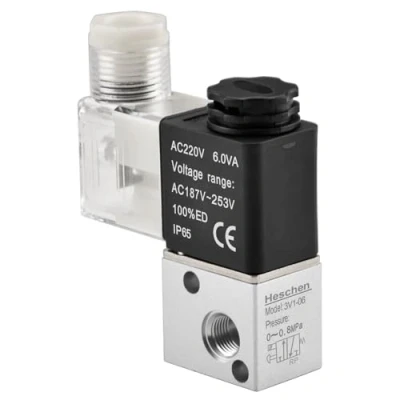 Image of Heschen Electrical Pneumatic Solenoid Valve 3V1 06 220VAC 6.0VA PT1/8 3/2 Way Normally Closed CE