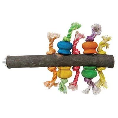 Image of Preening Perch Wood &amp; Rope Parrot Toy