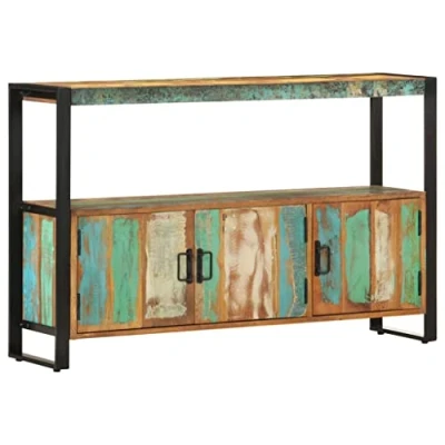 Image of vidaXL Solid Reclaimed Wood Sideboard 120x30x75cm Multicolour Vintage Hall Console Table with Drawers and Shelf for Living Room, Dining Hallway
