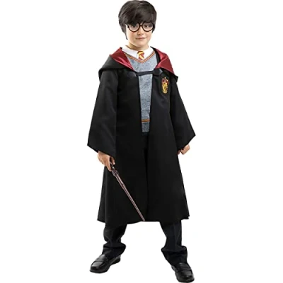 Image of Funidelia Harry Potter Costume for boys &amp; girls, Wizards, Gryffindor, Hogwarts Costumes kids, accessory fancy dress props Halloween, carnival parties Size 7 9 years Black