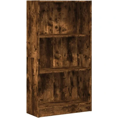 Image of vidaXL Bookcase Bookshelf Storage Cabinet Smoked Oak Engineered Wood 60x24x109 cm Open Compartments Living Room/Bedroom/Hallway
