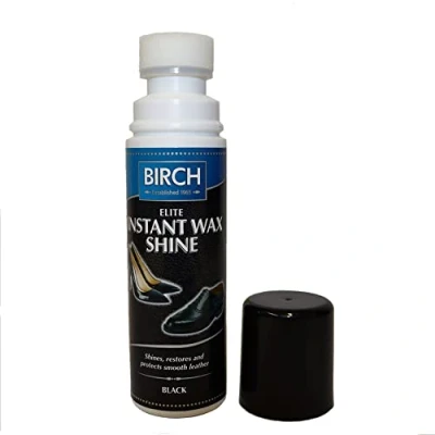 Image of BIRCH Elite Instant Wax Shine Shoe Polish Liquid Boot Paste For Smooth Leather Work, Casual and Dress Shoes (Black)