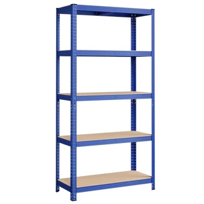 Image of SONGMICS 5 Tier Shelving Unit, Steel Unit for Storage, Tool Free Assembly, Garage, Shed, Load Capacity 875 kg, 40 x 90 180 cm, Blue GLR040Q01