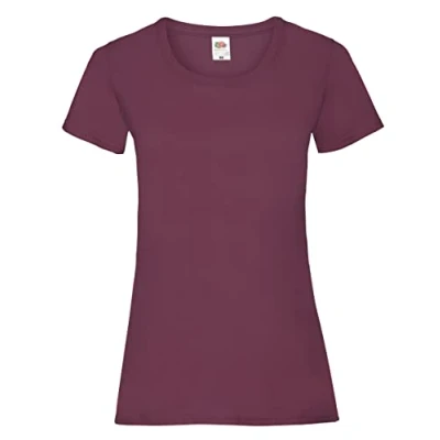 Image of FRUIT OF THE LOOM Women&#039;s Valueweight Short Sleeve T Shirt, Burgundy, S UK