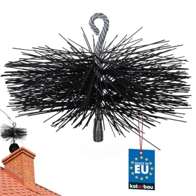 Image of KOTARBAU Chimney Brush Made of Plastic, 200 mm, Fireplace Broom, Plewa Ceramic Stainless Steel Pipe Soot Broom Brush, Cleaner (200 mm)