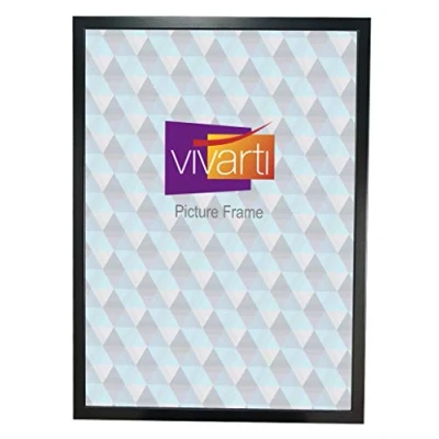 Image of Vivarti Thin Satin Black Picture Frame (A2 Size 59.4 x 42 cm) Portrait or Landscape Photo with Clear Styrene Sheet &amp; Wall Mounted Hook for Photos, Pictures, Posters, Decor, Certificate