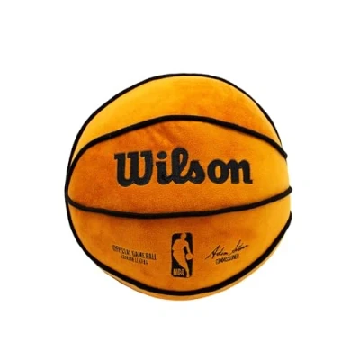 Image of Character World NBA Officially Licensed Wilson Design Ball Round Cushion, Super Soft Orange Basketball Pillow, Perfect For Any Bedroom, on the Sofa 35 x 35cm