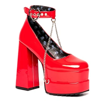 Image of LAMODA Women&#039;s Sweetheart Court Shoe, Red Patent, 7 UK