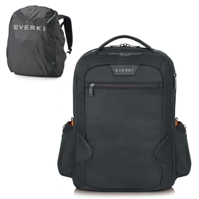Image of Everki Studio Expandable Laptop Backpack up to 15 Inches, Set with Rain Cover, Black, 26 L
