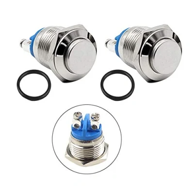 Image of QitinDasen 10Pcs Premium 16mm Metal Momentary Push Button Switch, 2 Pin Screw Terminal IP65 Waterproof Start Round High Head Switch 3A 250V