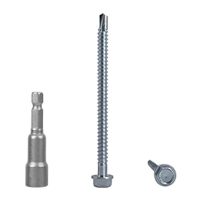 Image of Marcopol (Pack of 20 pcs) DIN 7504 K Zinc Plated Steel 5.5 x 80 mm Screws, Self Drilling Sheet Metal Screw, Hex Washer Head, Tapping (20, mm), Silver