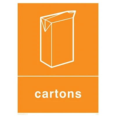 Image of Viking Signs IJ1422 A5P V Recycling Cartons Sign, Vinyl, 200 mm H x 150 W