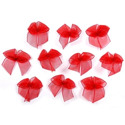 Image of Sheer Ribbon Bows 3cm Wide Pack of 10 (Red)
