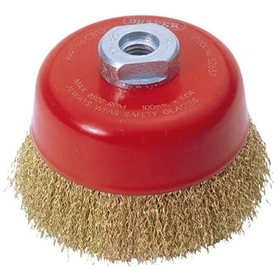 Image of Draper 52637 Expert Crimped Wire Cup Brush, 100mm x M14 , Blue