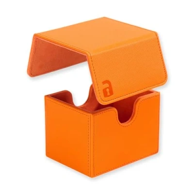 Image of Vault X Exo Tec Modular Sideloading Deck Box Module for 100+ TCG Cards Detachable Magnetic Lid Fits Commander &amp; Standard Trading (Orange)