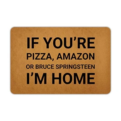 Image of Front Door Mat Welcome If You’re Pizza Amazon or I’m Home Rubber Non Slip Backing Funny Doormat Indoor Outdoor Rug 23.6&quot;(W) X 15.7&quot;(L)