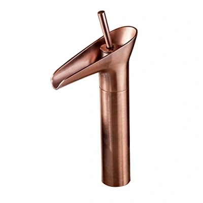 Image of ROZIN Euro Style Bathroom Basin Faucet Mixer Tap Red Copper Waterfall Vessel Sink Single Hole Deck Mounted