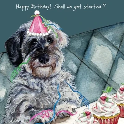 Image of The Little Dog Laughed Artistic Open &#039;Happy Birthday&#039; Greeting Card Hettie Dachshund Get Party Started From Digs &amp; Manor Collection