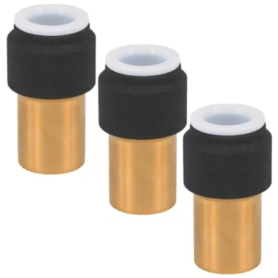 Image of SPARES2GO Radiator Valve 15mm x 10mm Black Pushfit Reducing Straight Speed Fit Compression Stem Valves (Pack of 3)
