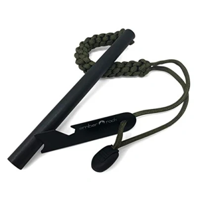 Image of Ember Rock XXL Firesteel Fire Starter Huge Survival Ferrocerium Rod 152mm x 12.7mm Paracord Lanyard with Multi Tool Scraper
