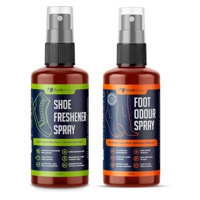 Image of Shoe Freshener &amp; Foot Deodorizer Spray Bundle (2x200ml) Odor Eliminator for Smelly Shoes Antibacterial Odour Deodoriser Freshness