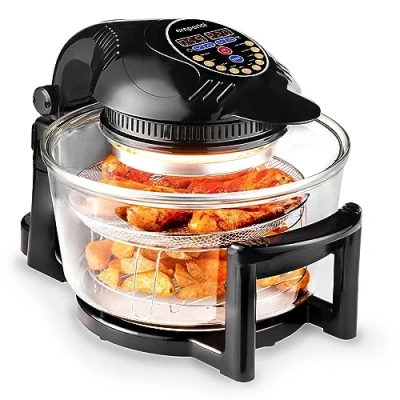 Image of Emperial Digital Halogen Oven 12 17L Air Fryer with Hinged Lid 10 Pre Set Modes, Includes Accessories Pack, Timer, Adjustable Temperature Control &amp; Extender Ring