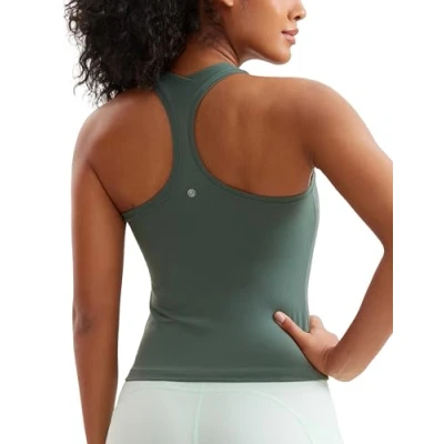 Image of CRZ Yoga Butterluxe Racerback Gym Vest Top for Women Sleeveless Sport Tank Tops Summer Fitness Shirts Comfort Camisole Dark Forest Green 10