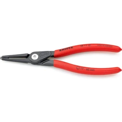 Image of Knipex Precision Circlip Pliers for internal circlips in bore holes grey atramentized, with non slip plastic coating 180 mm 48 11 J2