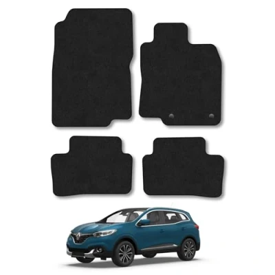 Image of Car Mats Compatible with Renault Kadjar (2015 2022) Tailored Fit Black Carpet Floor Set Accessory Custom 4 Pieces Anti Slip Backing &amp; Binding Trim Edge