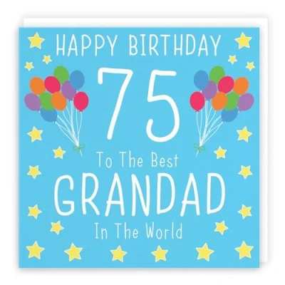 Image of Hunts England Large Grandad 75th Birthday Card Happy 75 To The Best In World Iconic Collection 210 x mm Age